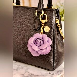 NEW Dusty Pink Vegan Leather Camellia Keychain Bag charm
